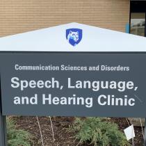 Sign outside Speech, Language, and Hearing Clinic