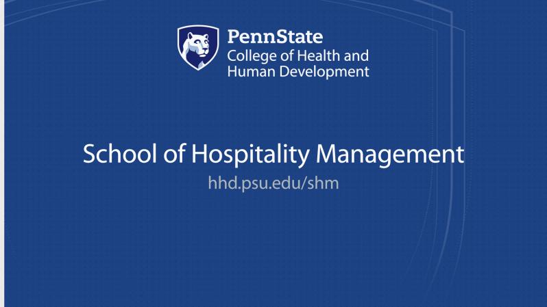 Penn State College of Health and Human Development logo - School of Hospitality Management - hhd.psu.edu/shm