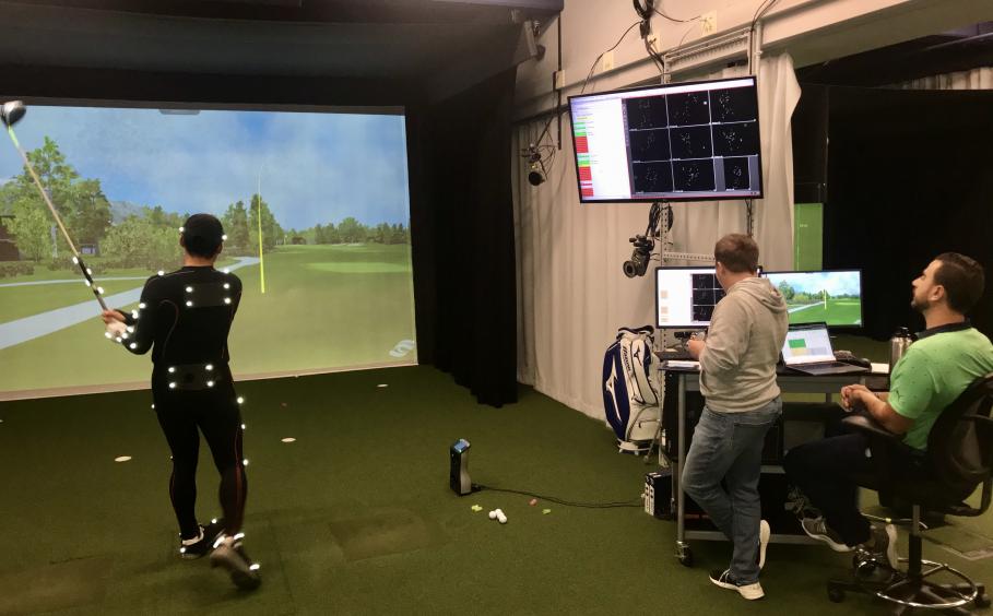 Golfer in Golf Teaching and Research Center