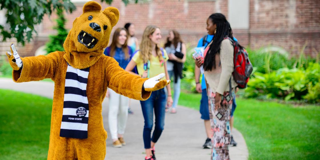 Nittany Lion mascot on campus