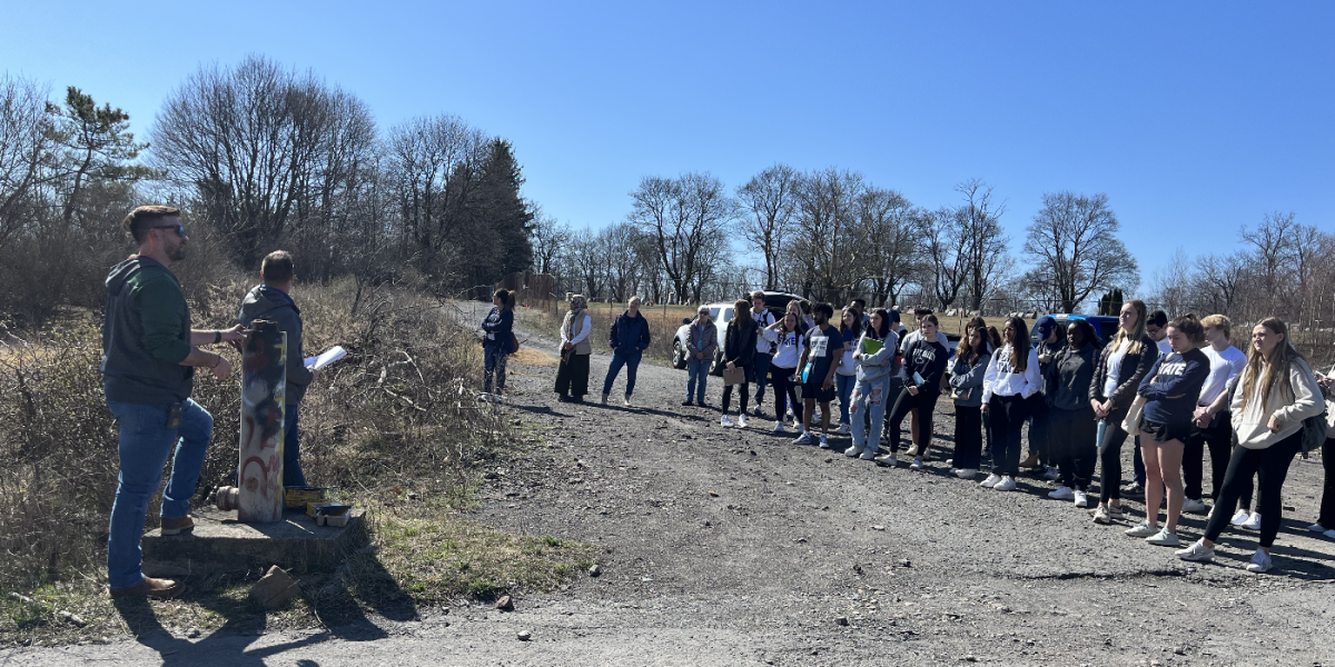 A group of students listening to a presentation in Centralia, Pennsylvania.
