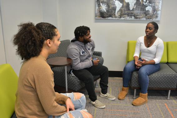 Students talking in the Office for Diversity and Inclusion